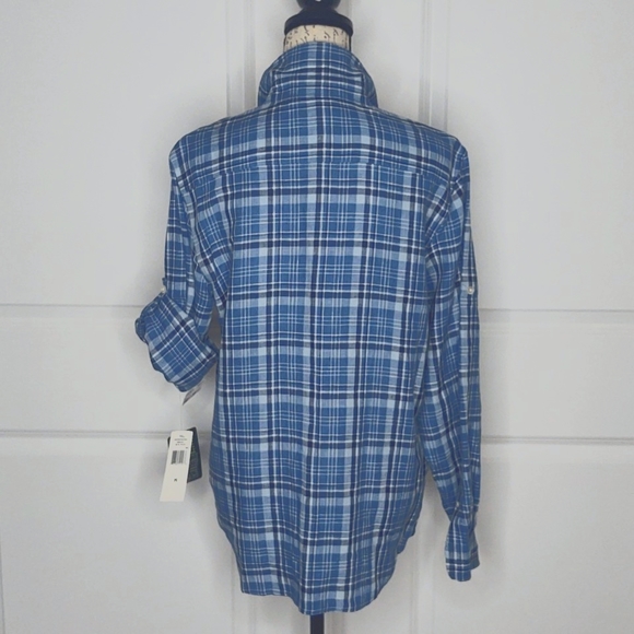 Ralph Lauren💙Dorchst Blue Plaid Linen Shirt, Medium 🆕 - Picture 5 of 15